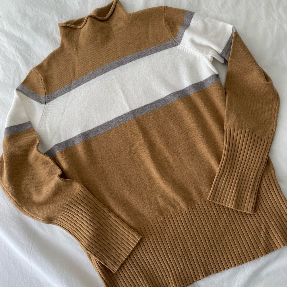 French Connection Mockneck Stripe Sweater